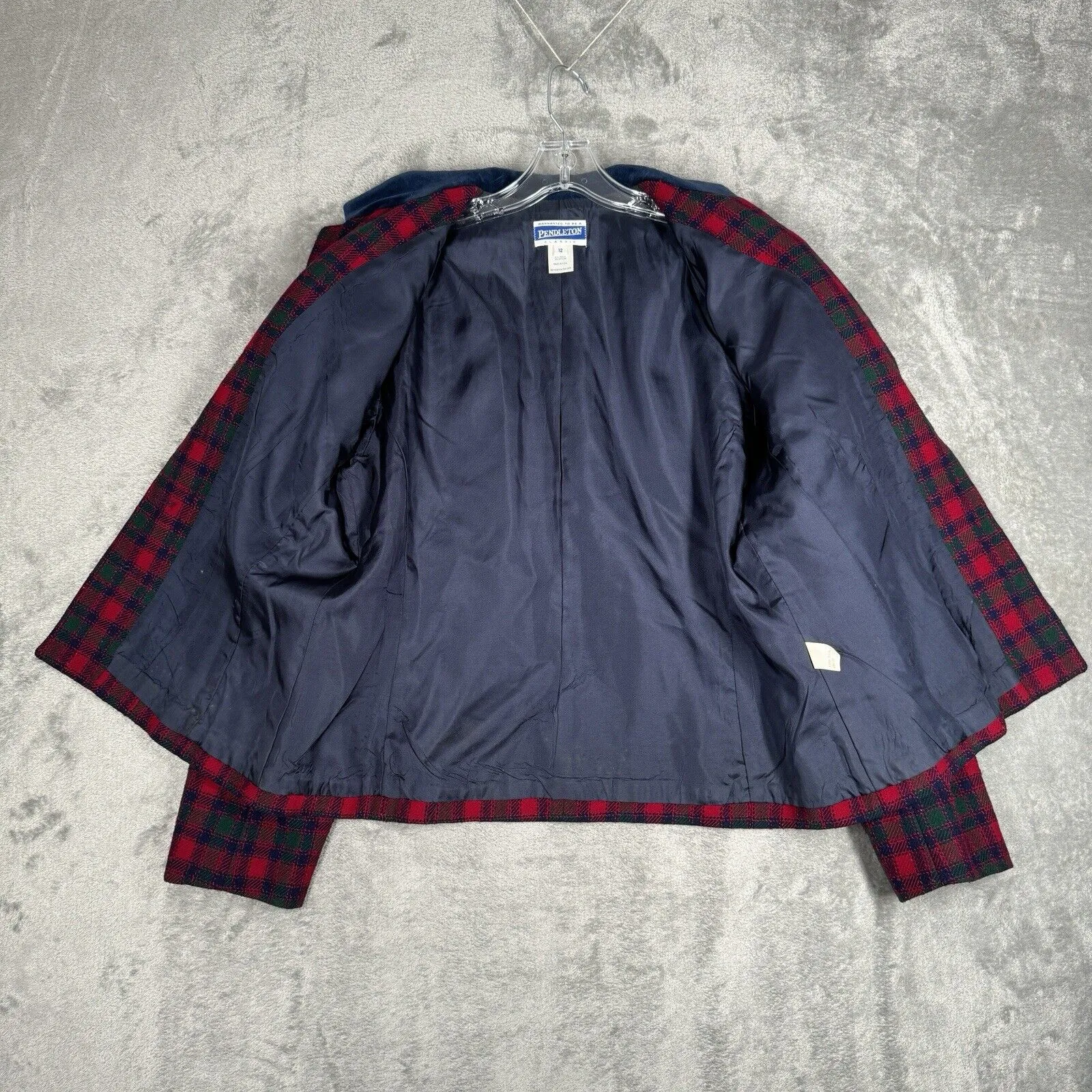 Pendleton Blazer‎ Womens 12 Red Green Tartan Plaid Wool Blend Preppy Academia - Image 4