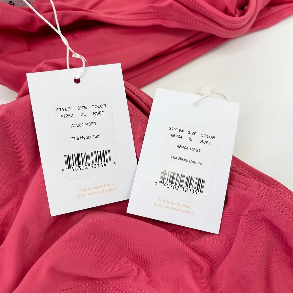 Andie Swim The Hydra Ruffle Bikini in Rosette Pink Size XL NEW - Image 6