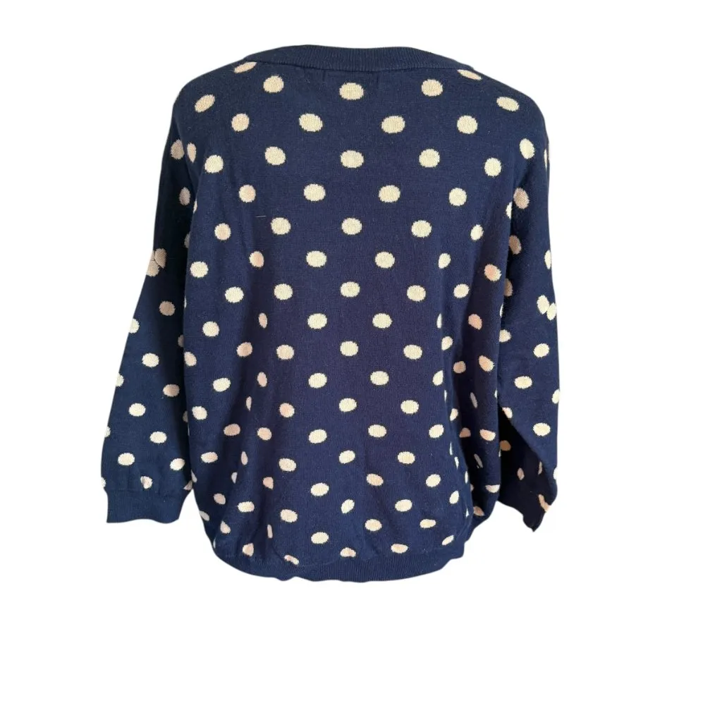 Disney x Cath Kidston blue and tan polka dot Minnie Mouse 3/4 sleeve sweater S - Image 4