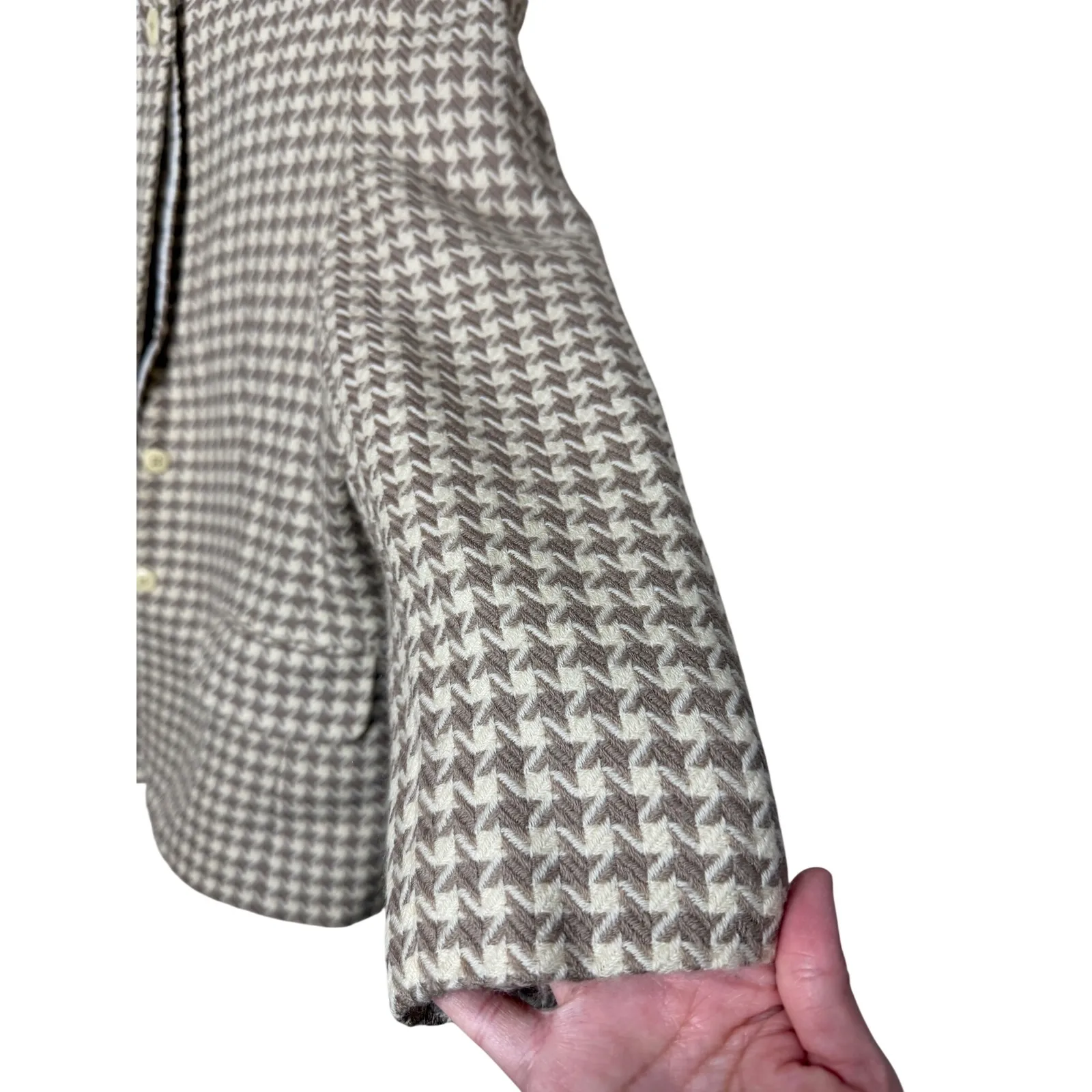 Vintage Prophecy Womens Wool Blazer Houndstooth Button Front Jacket Size 12 Brown - Image 4