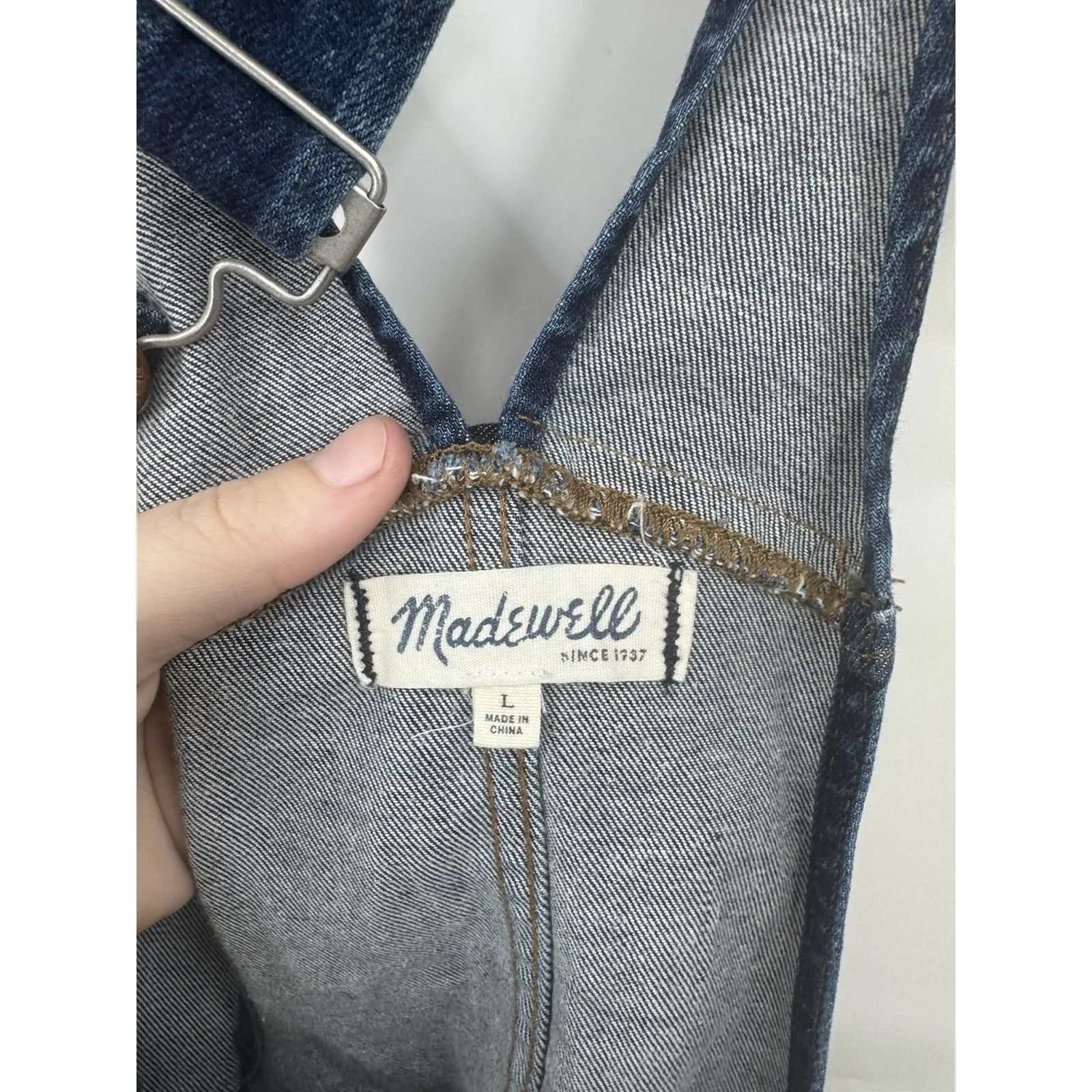 Madewell Skinny Overalls Women L Judd Wash Denim Western Southern Farm Preppy - Image 3