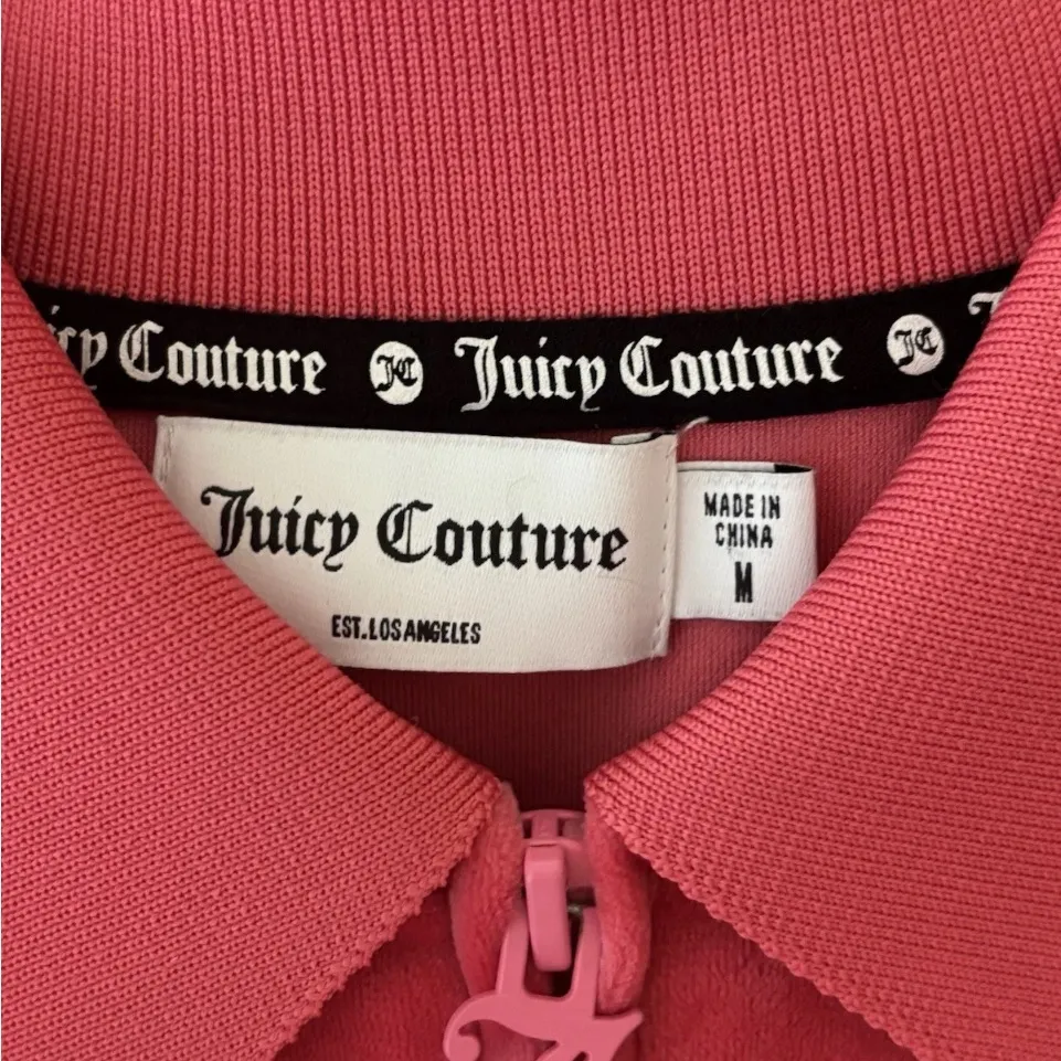 Juicy Couture Womens Pink Velour Zipper Romper Size Medium - Image 6