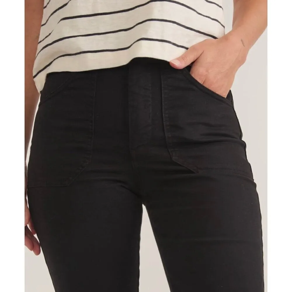 Marine Layer Bridget Flare Wide Leg Twill Pants Faded Black Stretch Plus Size 14 - Image 2