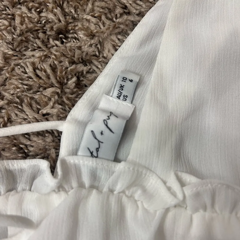 Petal & Pup White Smocked Crop Blouse with Puff Short Sleeves Sz 6 - Image 5