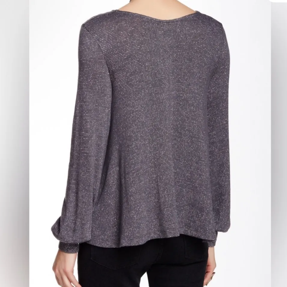Free People Gray Long Sleeve Blouse Cowl Neck Relaxed Fit - Image 4