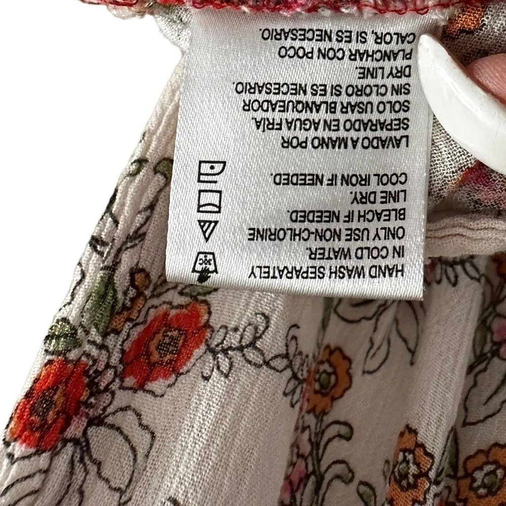 ANTHRO PATRONS OF PEACE RED MULTI OFF THE SHOULDER RAYON FLORAL MAXI DRESS XS - Image 10