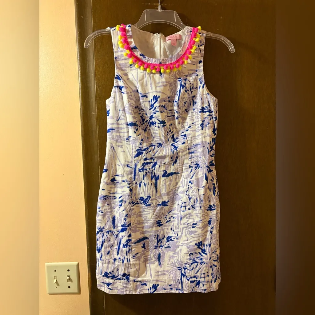 Lilly Pulitzer Mila Shift Tiki Dress in Rock the Dock Pom Pom Purple - Image 2