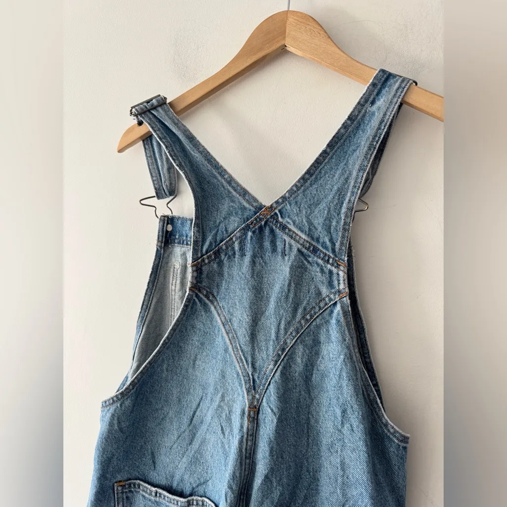 Y2K Abercrombie & Fitch Dark Wash Denim Distressed Overalls Retro - Image 5