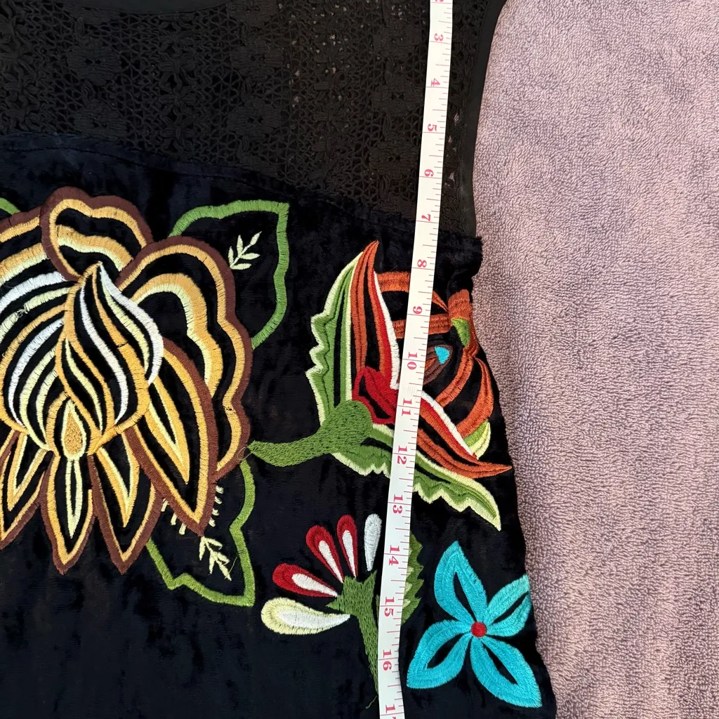 Free People Black Embroidered Top - Image 3