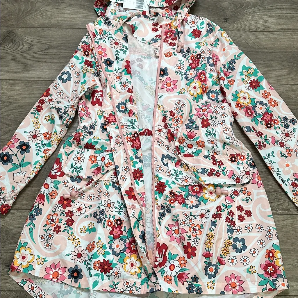 Vera Bradley Packable Raincoat Prairie Paisley Pink Red Size Small - Image 8