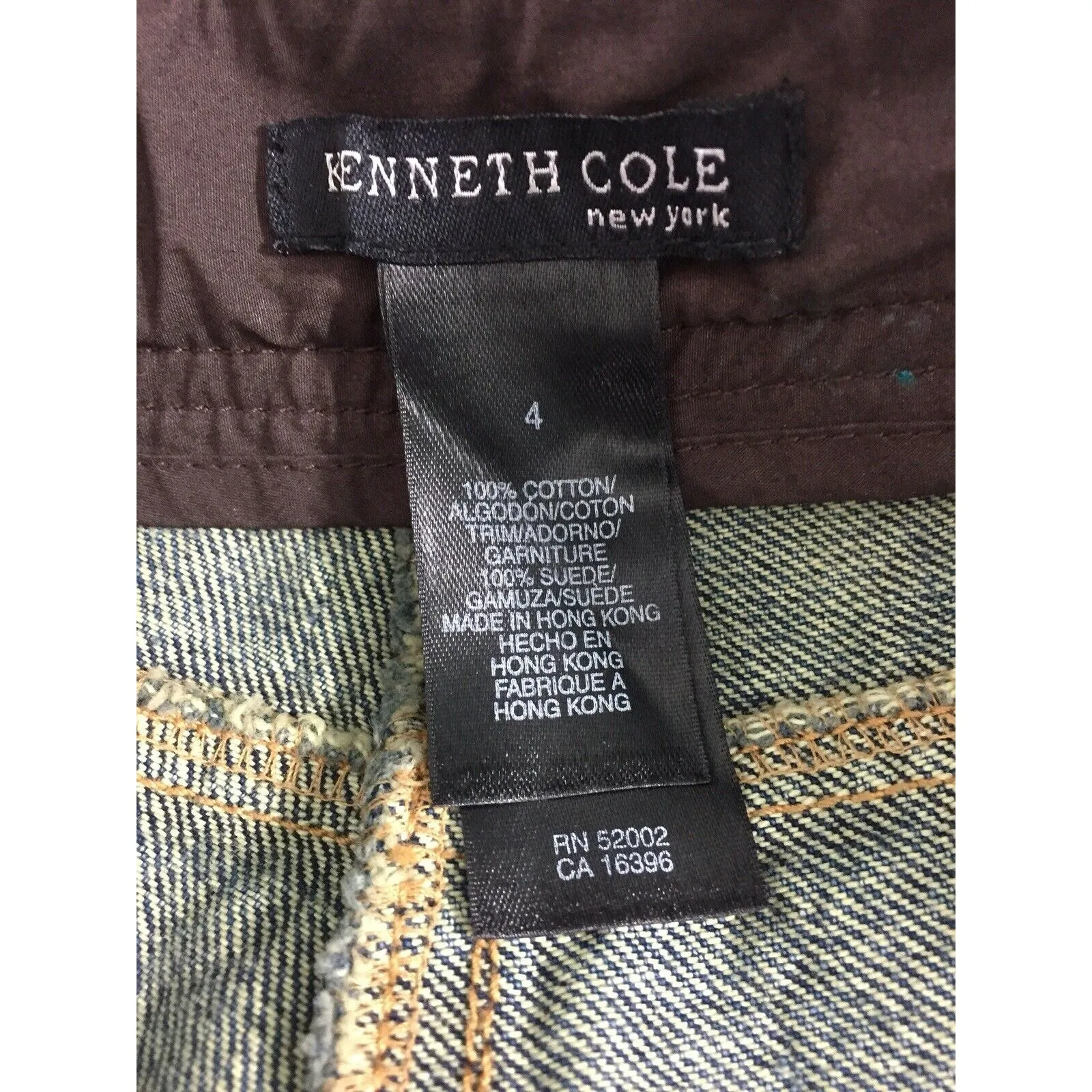 Kenneth Cole New York Vintage Y2K Jeans Size 4 Suede Waistband Medium Wash - Image 8