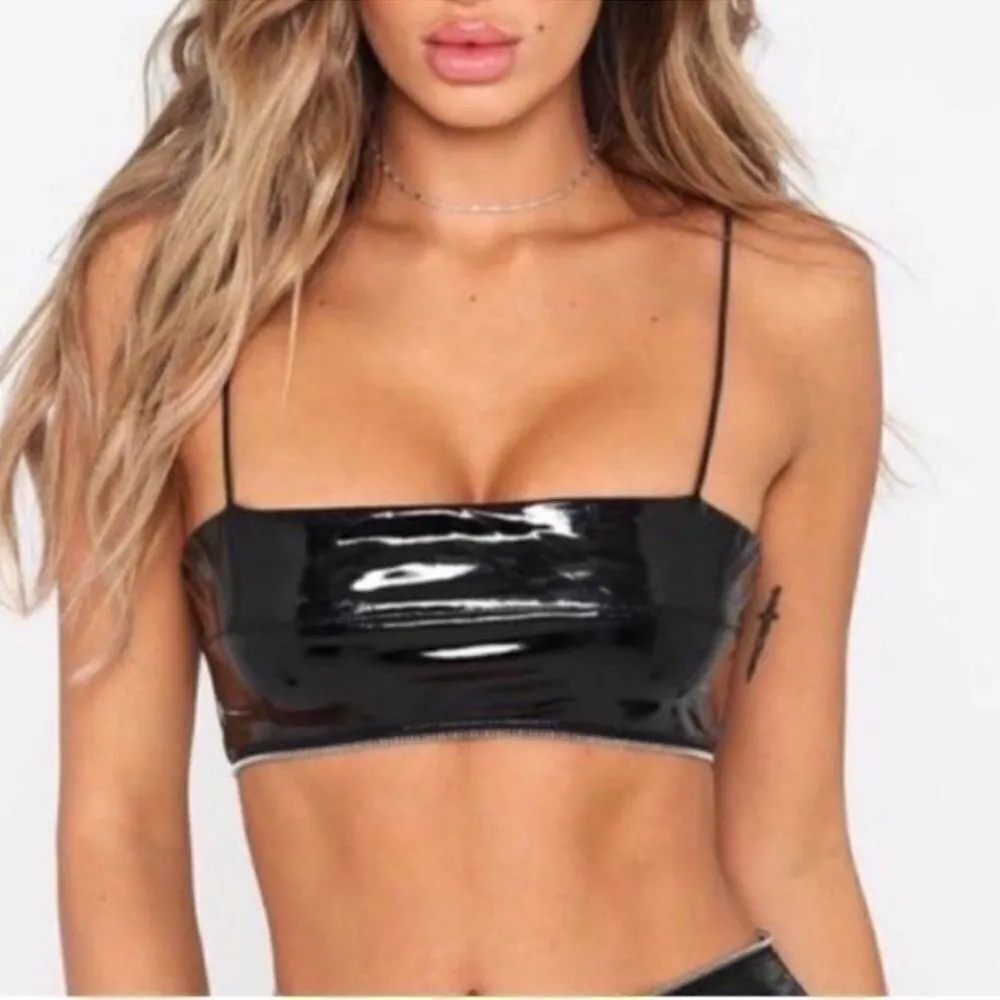 I.AM.GIA Crop Isla Top Faux Leather Black Top Medium - Image 3