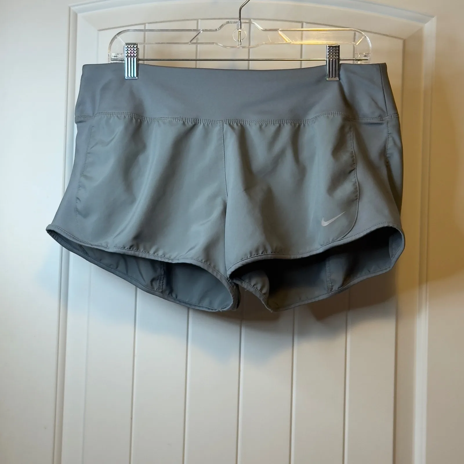 Nike Dri-FIT Running Shorts Women Gray Athletic Performance Tennis‎ Gym Size L # - Image 2