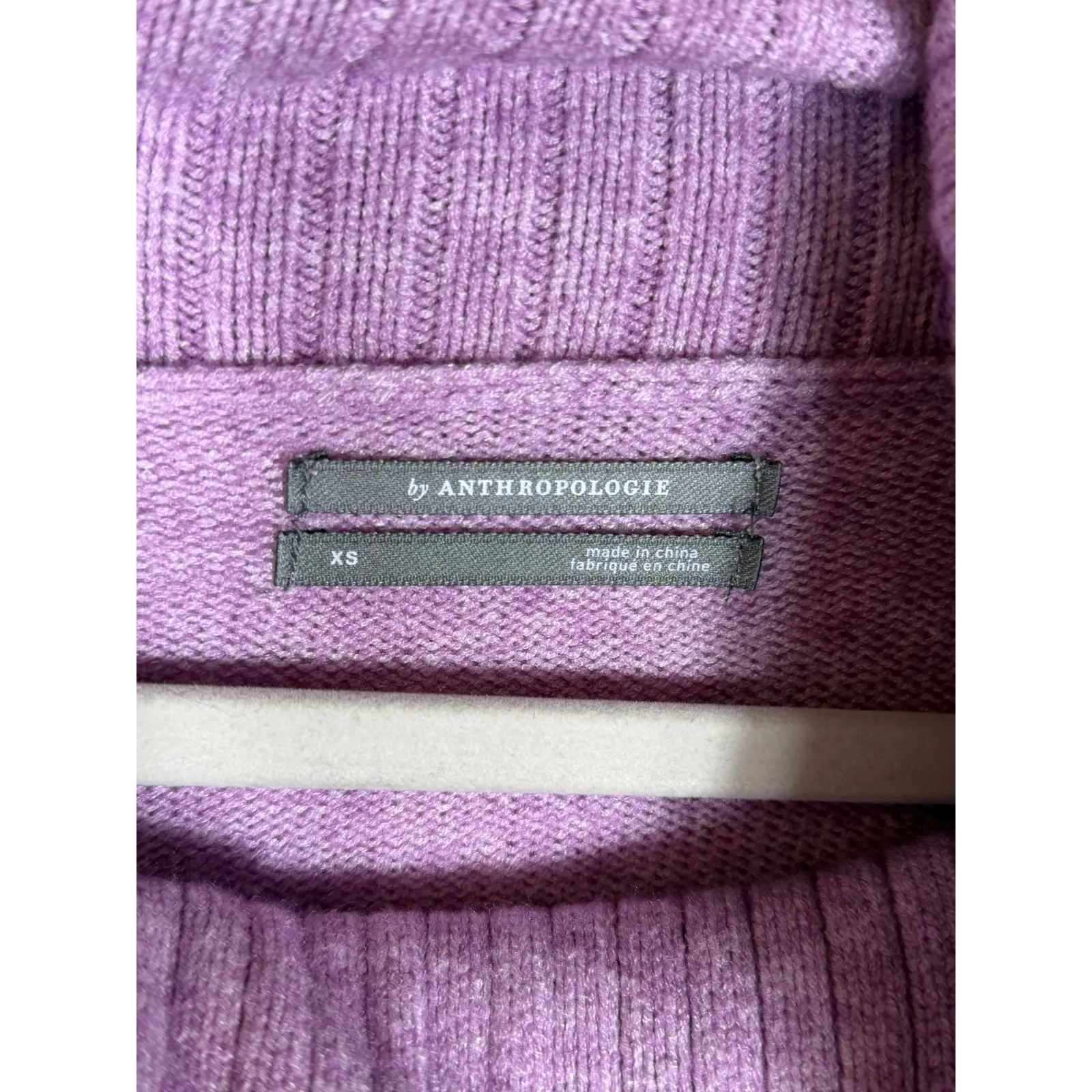 By Anthropologie Lavender Cowl Neck Ribbed Sleeve Sweater XS - Image 3