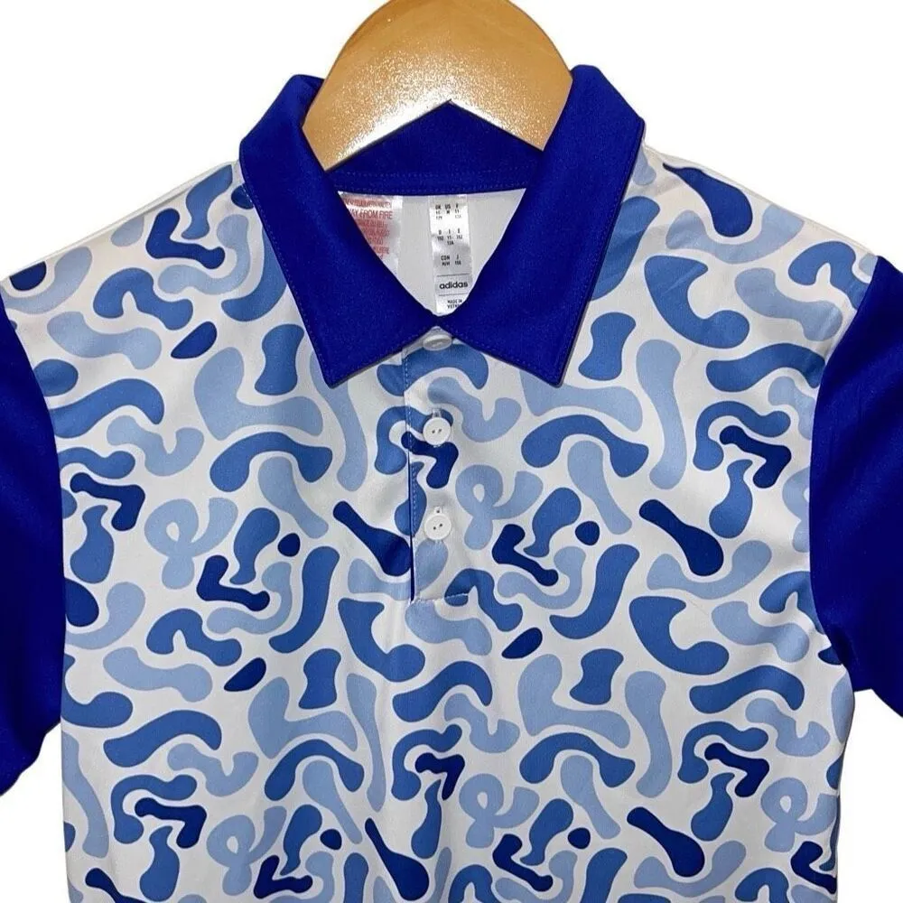 Adidas Women’s Camo Short Sleeve Athletic Golf Polo Shirt Blue White Medium‎ NWT - Image 2