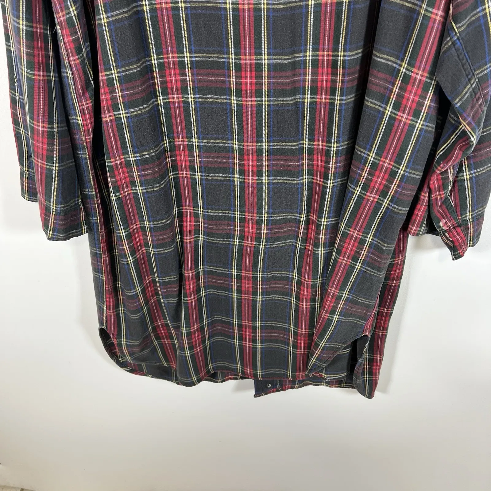 J.crew Oarsman Button Up Long Pajama Top Vintage Plaid‎ Red Green Large - Image 9