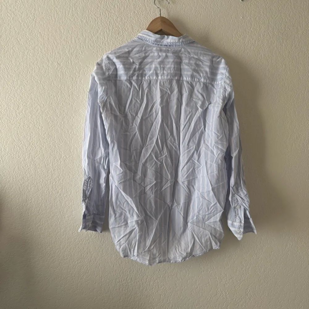 Frank & Eileen White Light Blue Frank Striped Button Down Shirt Size M - Image 5