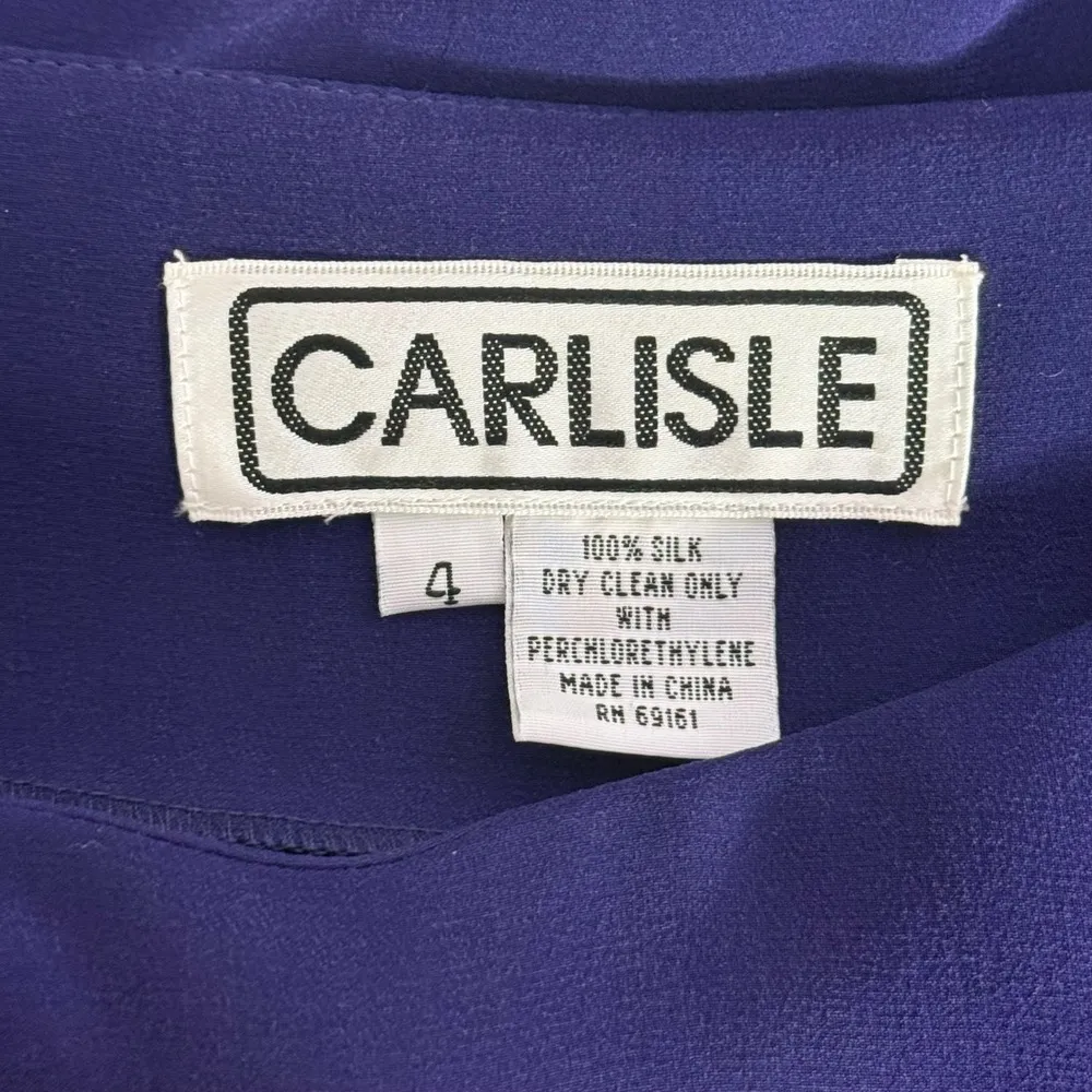 Carlisle 100% Silk Long Sleeve Blouse Womens 4 Purple Office Career Quiet Luxury - Image 7