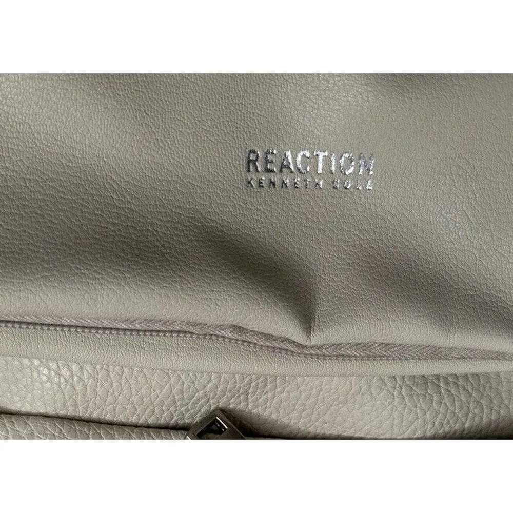 Kenneth Cole Reaction Fold Over Purse Handbag Crossbody Faux Leather Tan Cream - Image 7