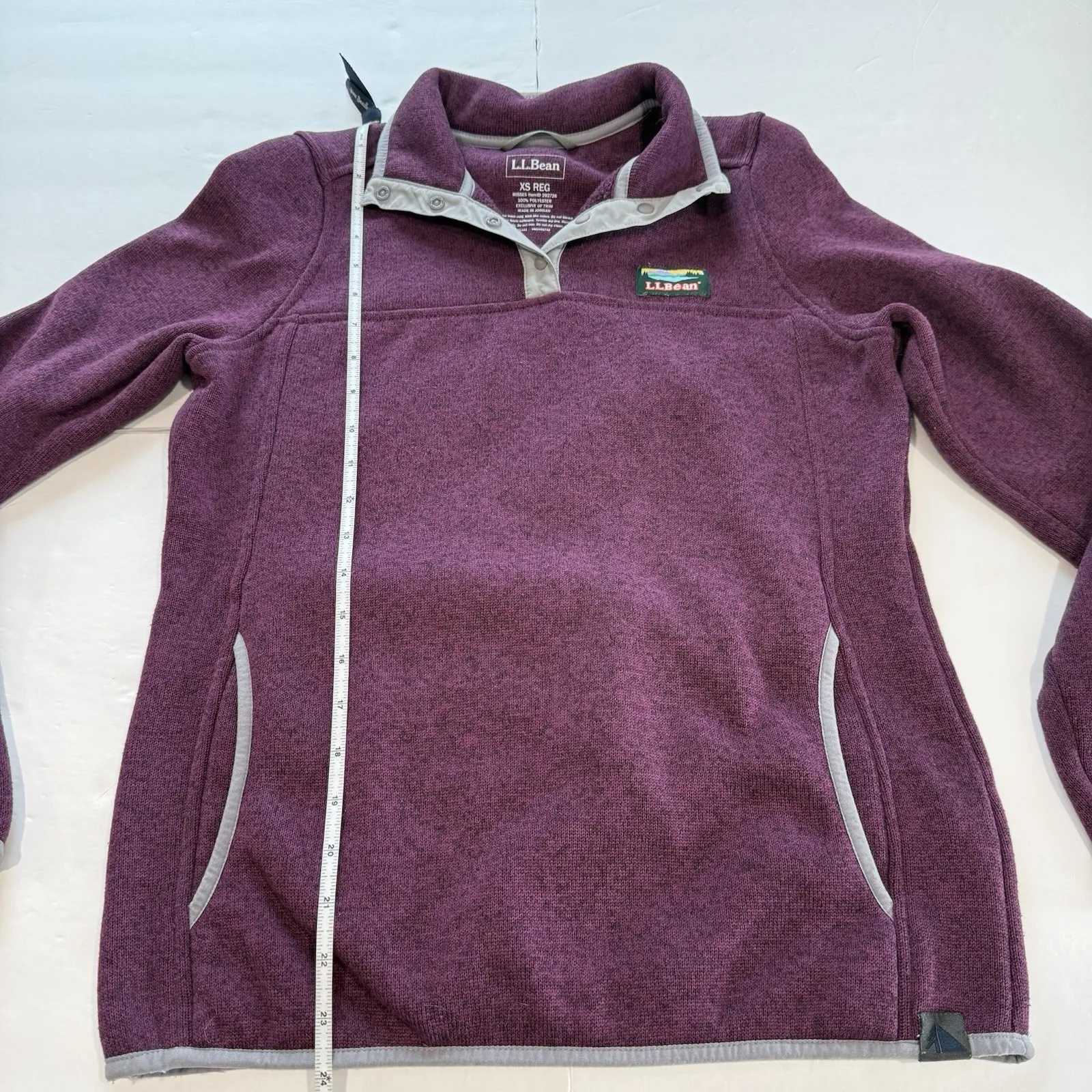 LL Bean Womens Purple Sweater Fleece Pullover 1/4 Snap‎ Size XS Pockets - Image 8