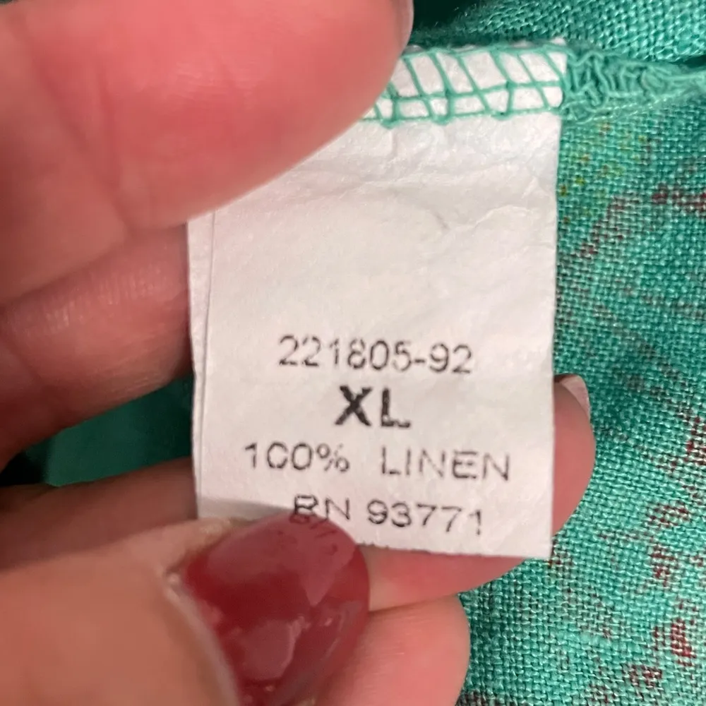 Vasna Linen Dress Womens Size XL Green Butterfly Print Sleeveless Made In Italy - Image 6