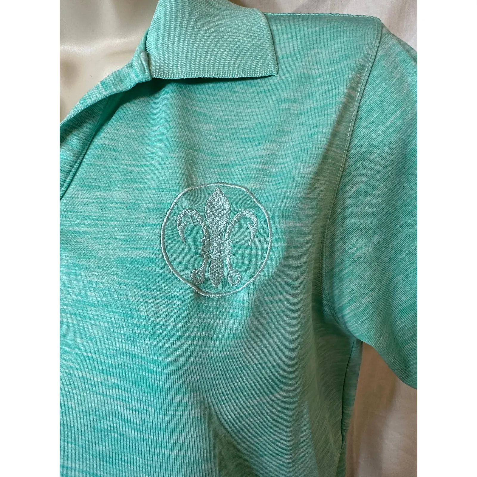 Turquoise Polo Shirt Womens M Soft Everyday Classic Collared Top - Image 5