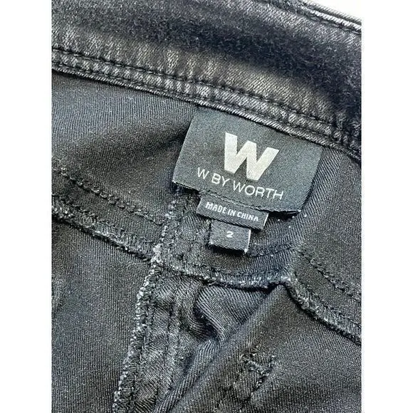 W by Worth‎ Women's Black Lightweight Cotton Blend Denim Skinny Jeans Size 2 - Image 4