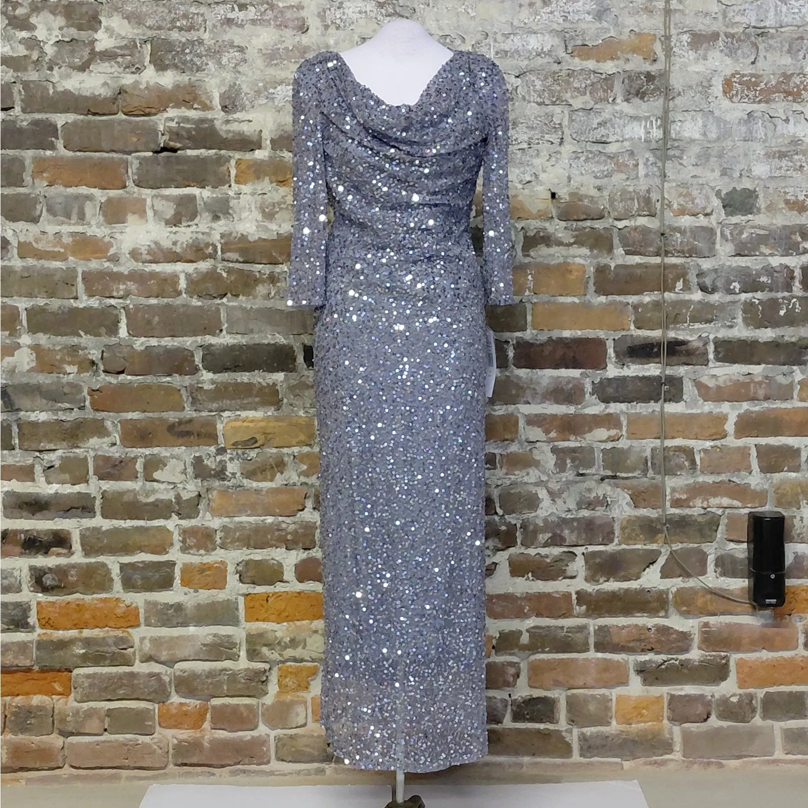 Pisarro Nights Formal Sequin Evening Dress Size 4 Blue Wedding Cocktail Party - Image 5