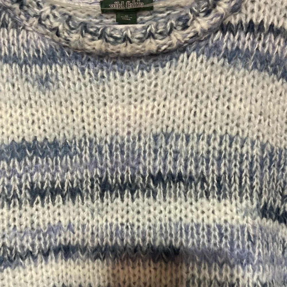 Wild Fable Knit Pull Over Cropped Sweater, Blue Stripe Medium NWT - Image 6