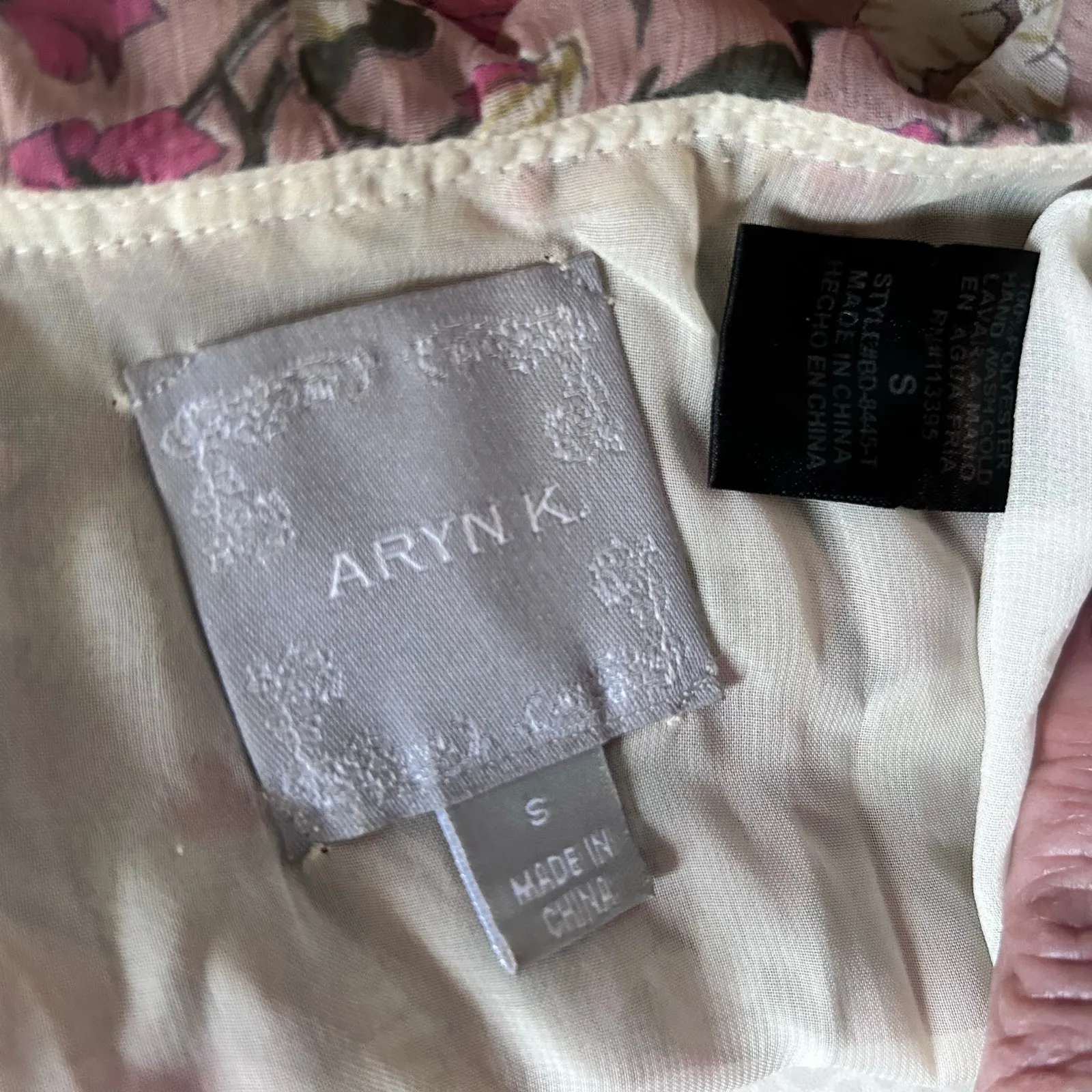 ARYN K. Dress Ruffles Y2K Blouson Sheer Lined Floral Fairy Boho SZ Sm Pinks - Image 8