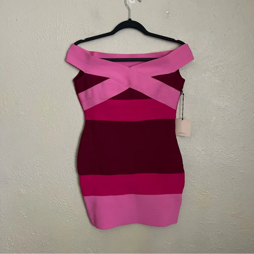 NWT Revolve Superdown Pink Bandage Mini Dress Medium - Image 2