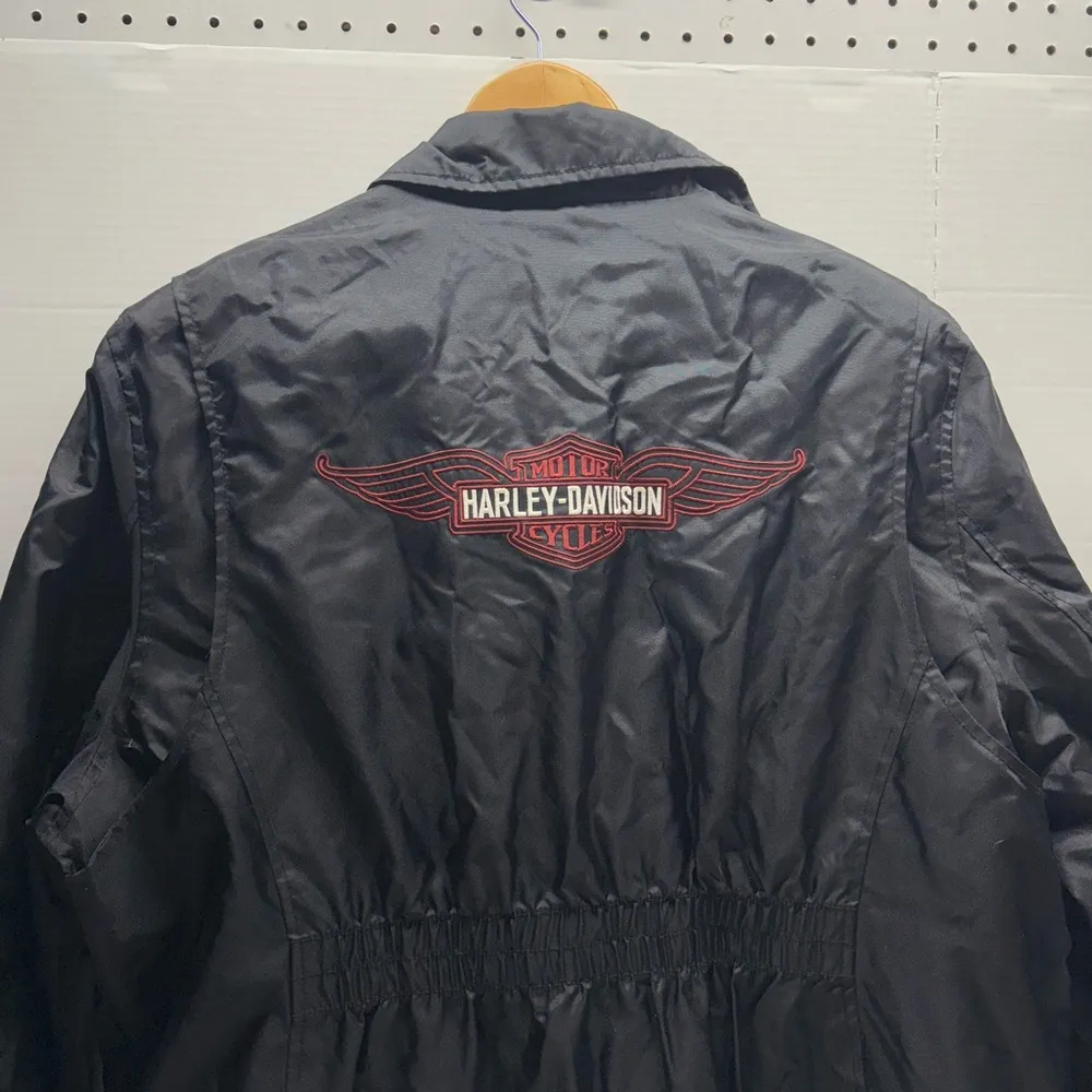 Harley Davidson Satin Quilted Windbreaker Jacket Black Size XL - Image 11