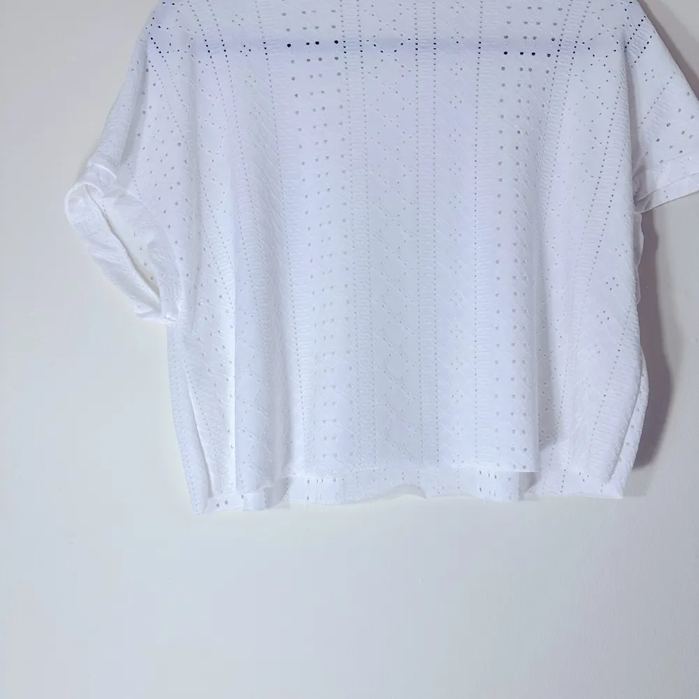 Zara eyelet boxy crop top oversized white size small - Image 12