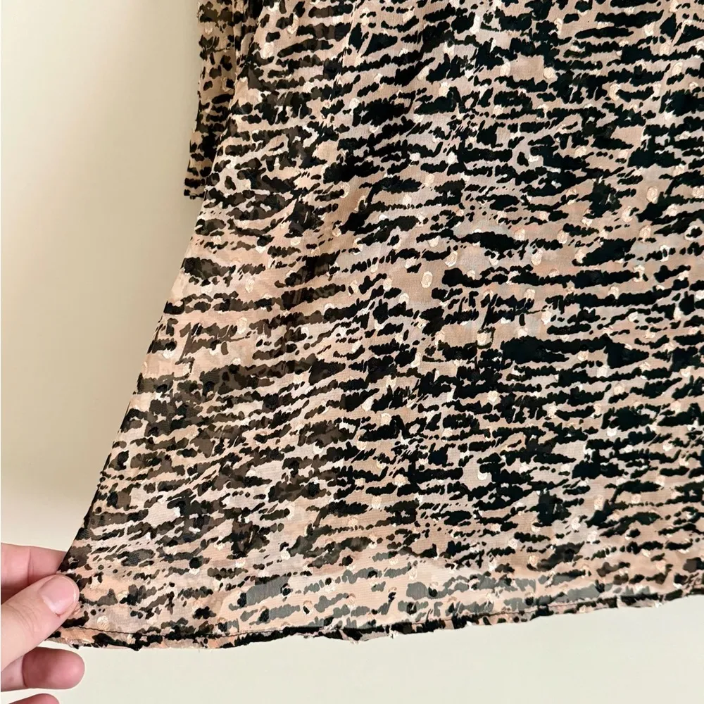 Zara Animal Print Milkmaid Dress with Velvet Bow - Size M - Image 4