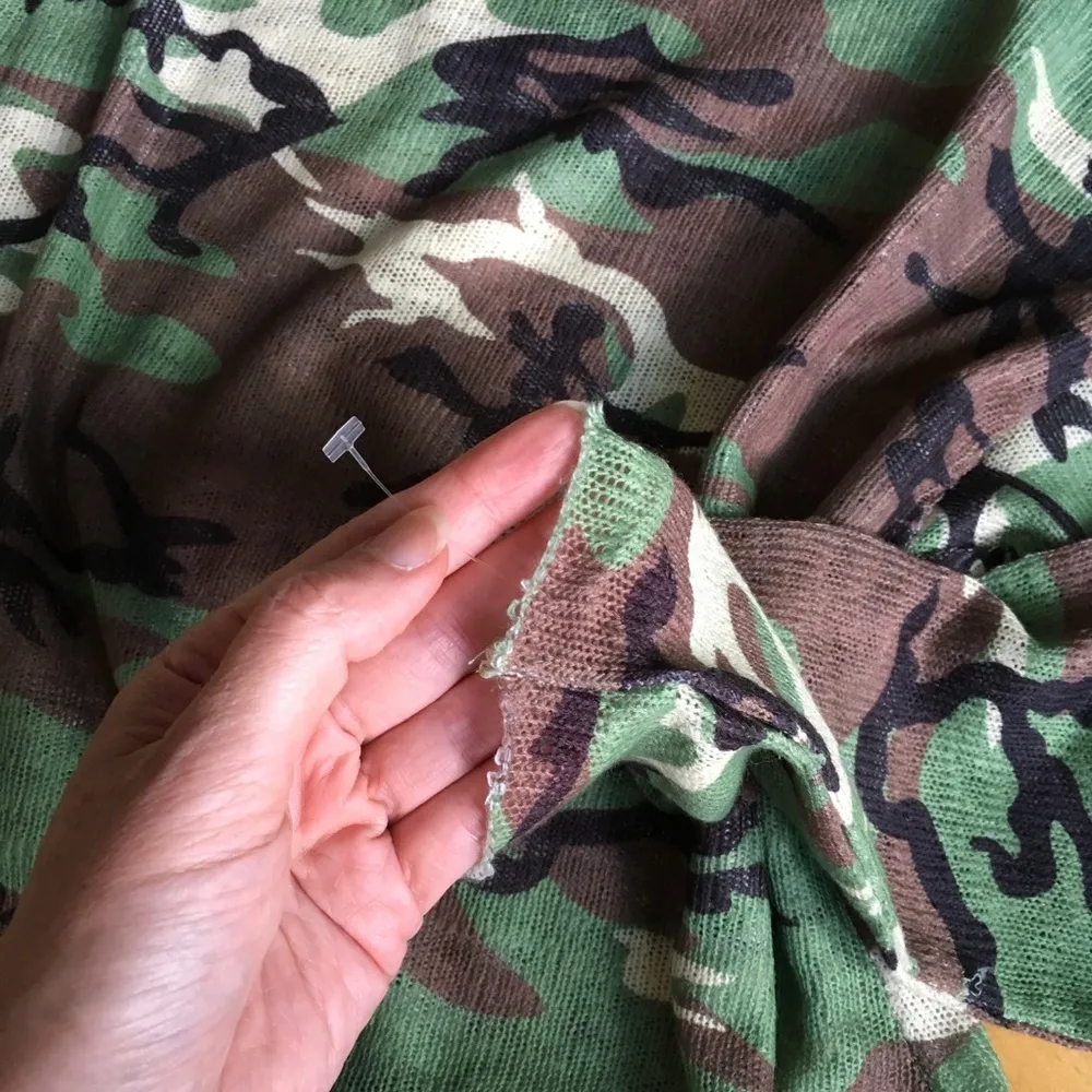 Wildfox Semi-Sheer Knit Camouflage Lightweight Sweater, Green, Brown, Size S - Image 6