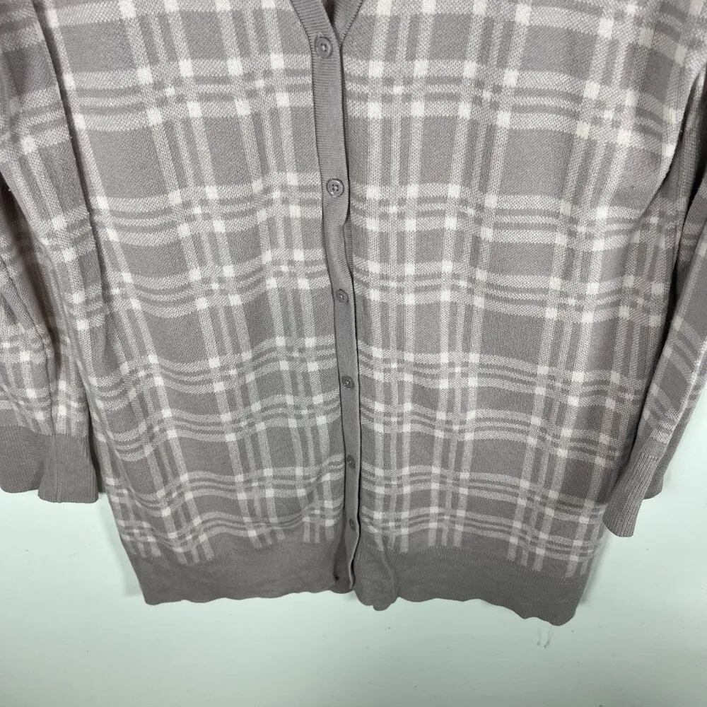 Torrid Plaid Boyfriend Cardigan Buttons Lavender Lilac Pink Women’s Plus Size 1X - Image 3