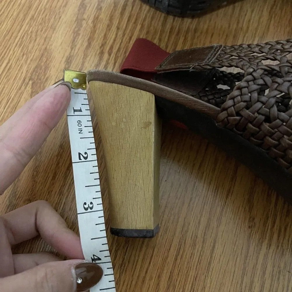 CAMPER Brown woven Peep toe slingback heels size 37 US 7 Brown - Image 9