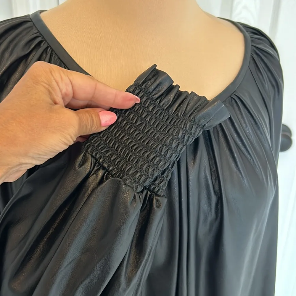 Ramy Brook  Astrid Black Faux Leather Top - Image 9