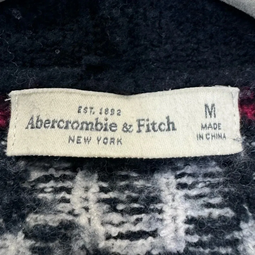 A&F Wool Blend Shawl Collar Open Cardigan Asymmetrical Medium Western Chevron - Image 5