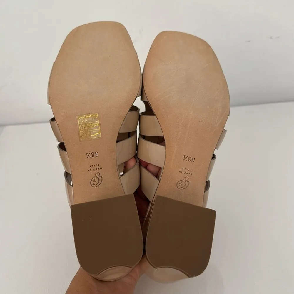 M. Gemi Mare Mule Patent Leather Sandals Tan Beige Nude Made in Italy Size 38.5 - Image 5