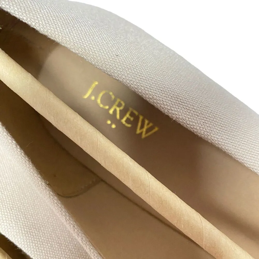 J. CREW Seville Espadrille Wedges Tan Beige Color Canvas Size 12 - Image 6