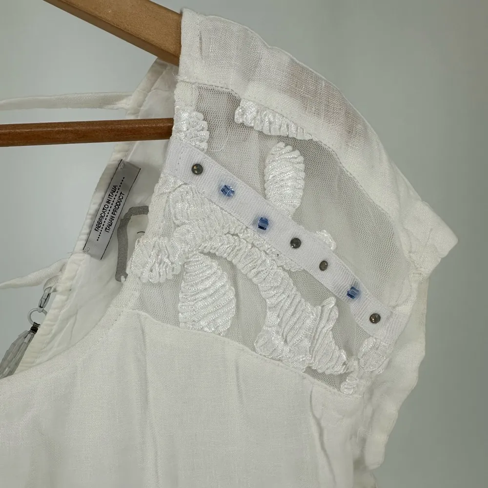 Elisa Cavaletti by Daniela Dallavalle White Tunic Dress Lace Inset Beaded Large - Image 7