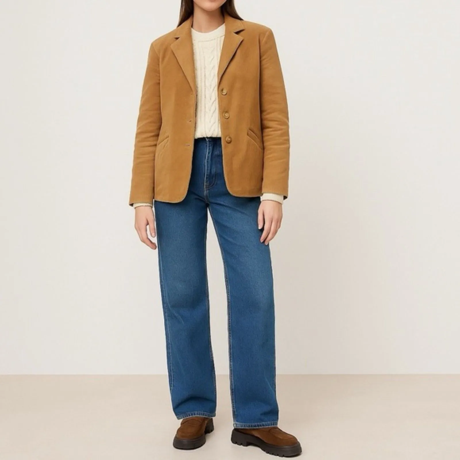 Vintage 1980s L.L. Bean Tan Camel Cotton Corduroy Blazer Jacket Women’s Size 18 Brown - Image 11