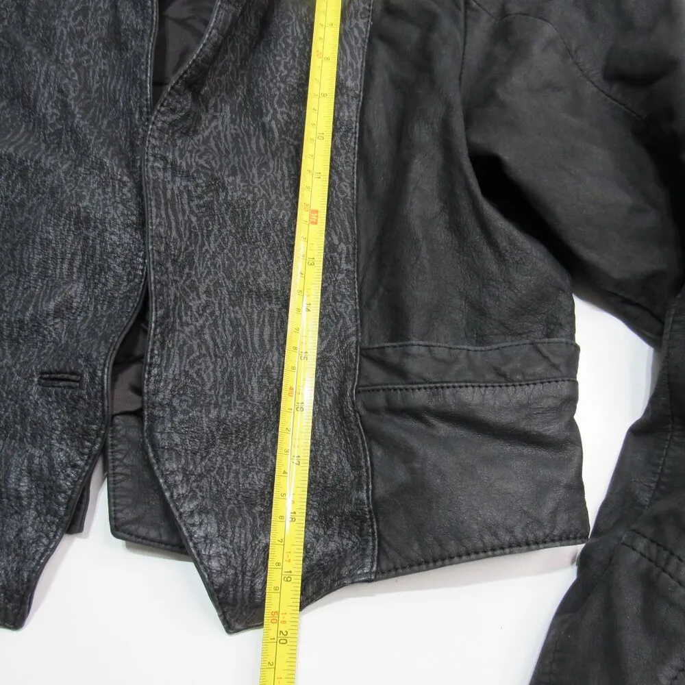 Vtg Award Design Western Apparel Leather Blk Blazer Women Edgy Rock Moto Goth 12 Black - Image 5
