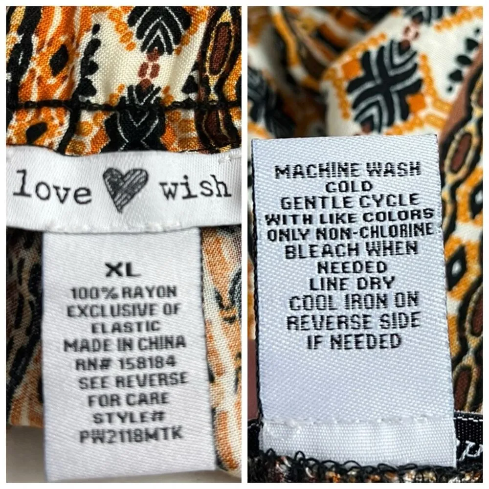 Love Wish Maternity Pants Wide Leg Palazzo Drawstring Waist Orange Multi Size XL - Image 14