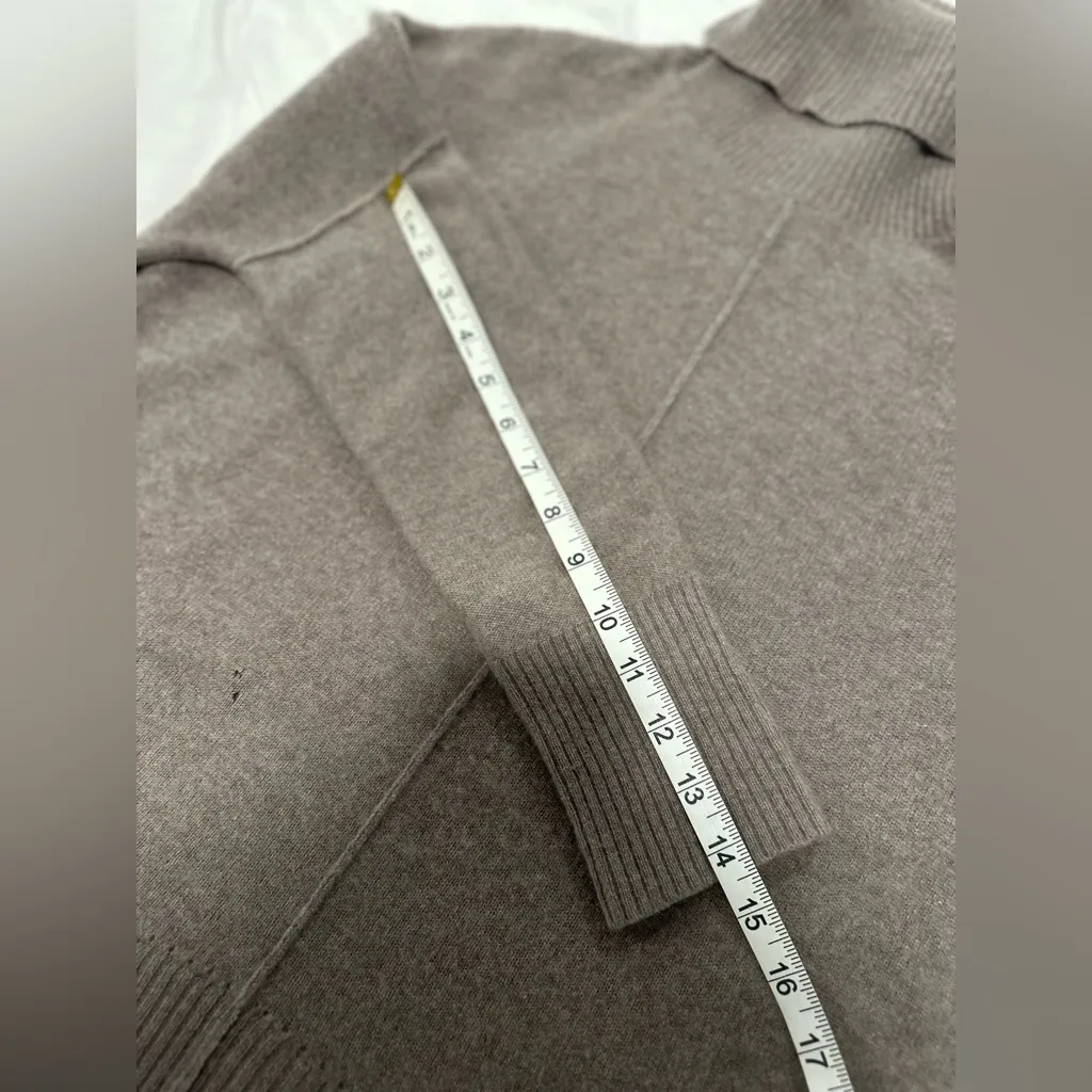 Max Studio Sz: M cowl neck Taupe 2Ply Cashmere Sweater Button Detail 3/4 Sleeve. - Image 5