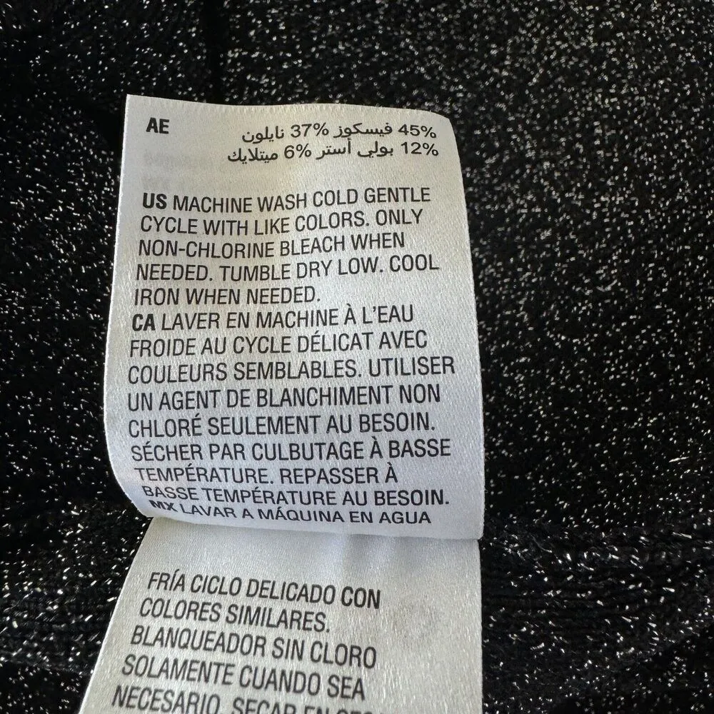 INC Large Sweater Dress Glitter Cold-Shoulder Balloon Sleeves Stretch Mock Neck - Image 9