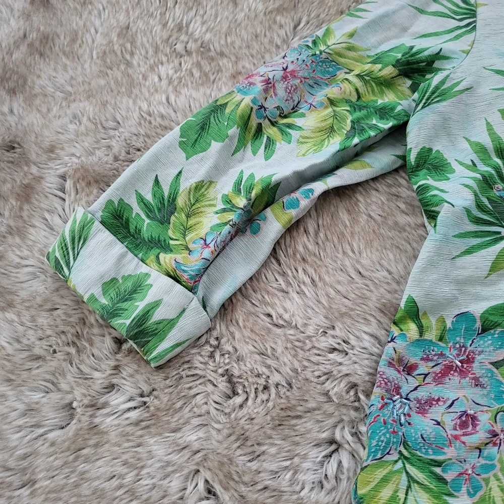 Sag Harbor Beaded Button Down Top Tropical Size 14P - Image 5