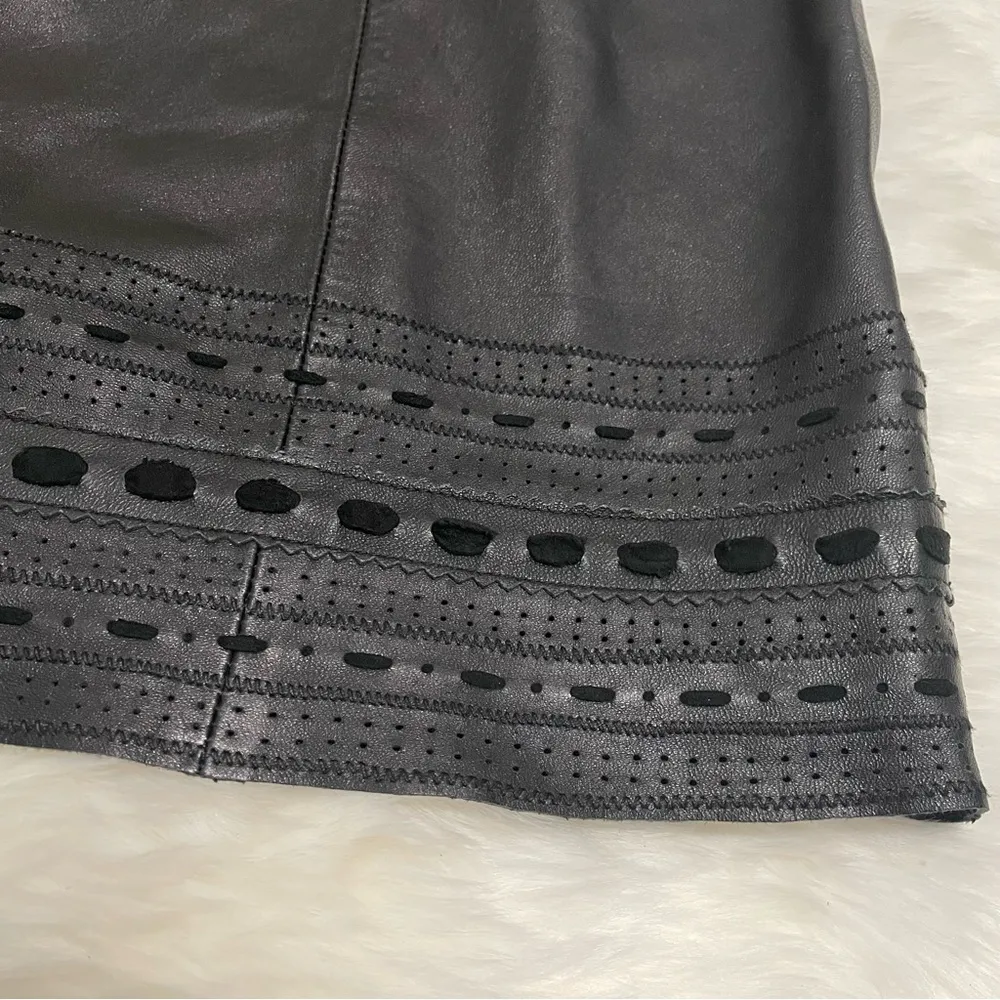 💙💖 Vintage Oscar de la Renta Black Leather Skirt - Image 5