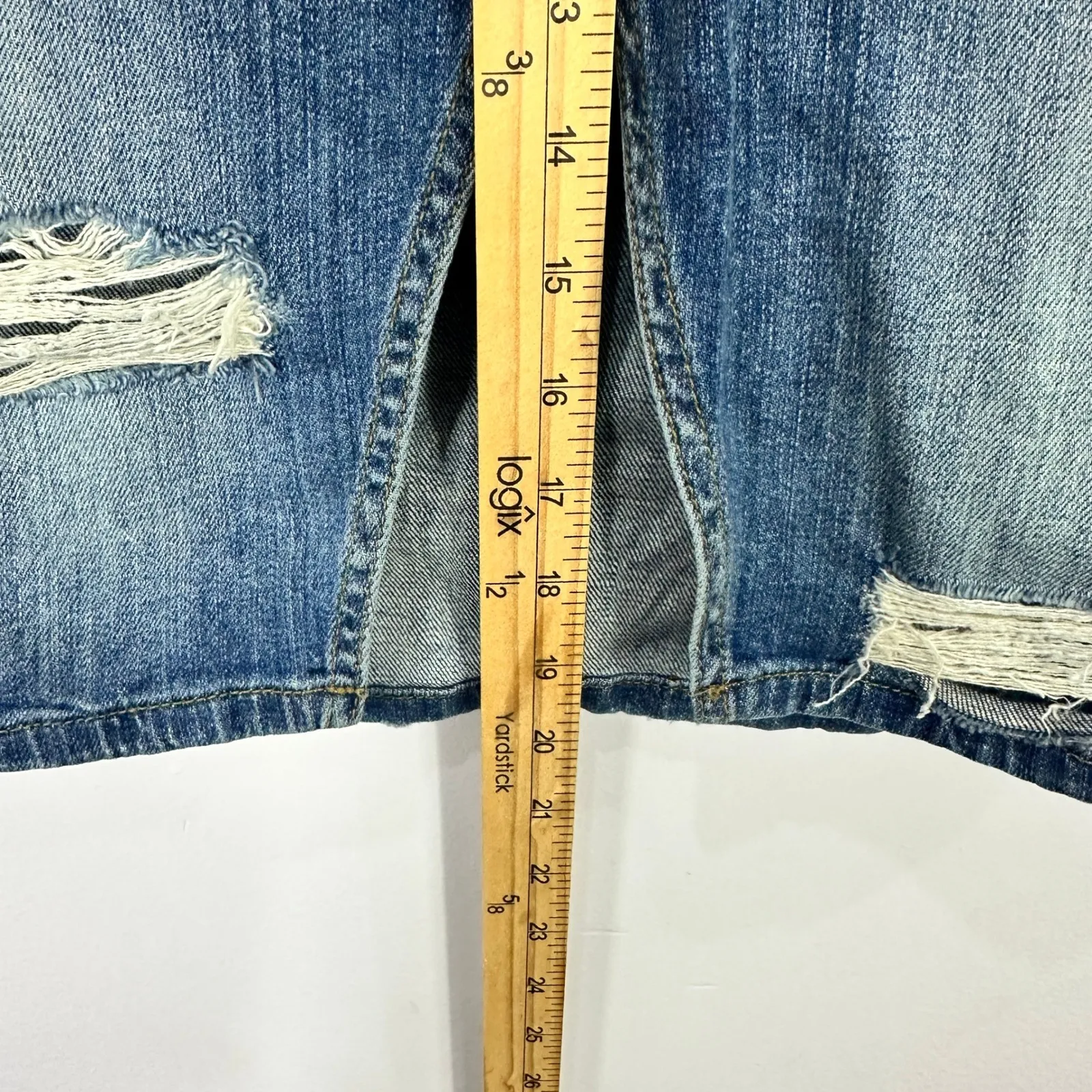 Joe's Jeans Denim Skirt 25 Distressed Button Front Y2K Grunge Indie Sleaze - Image 3